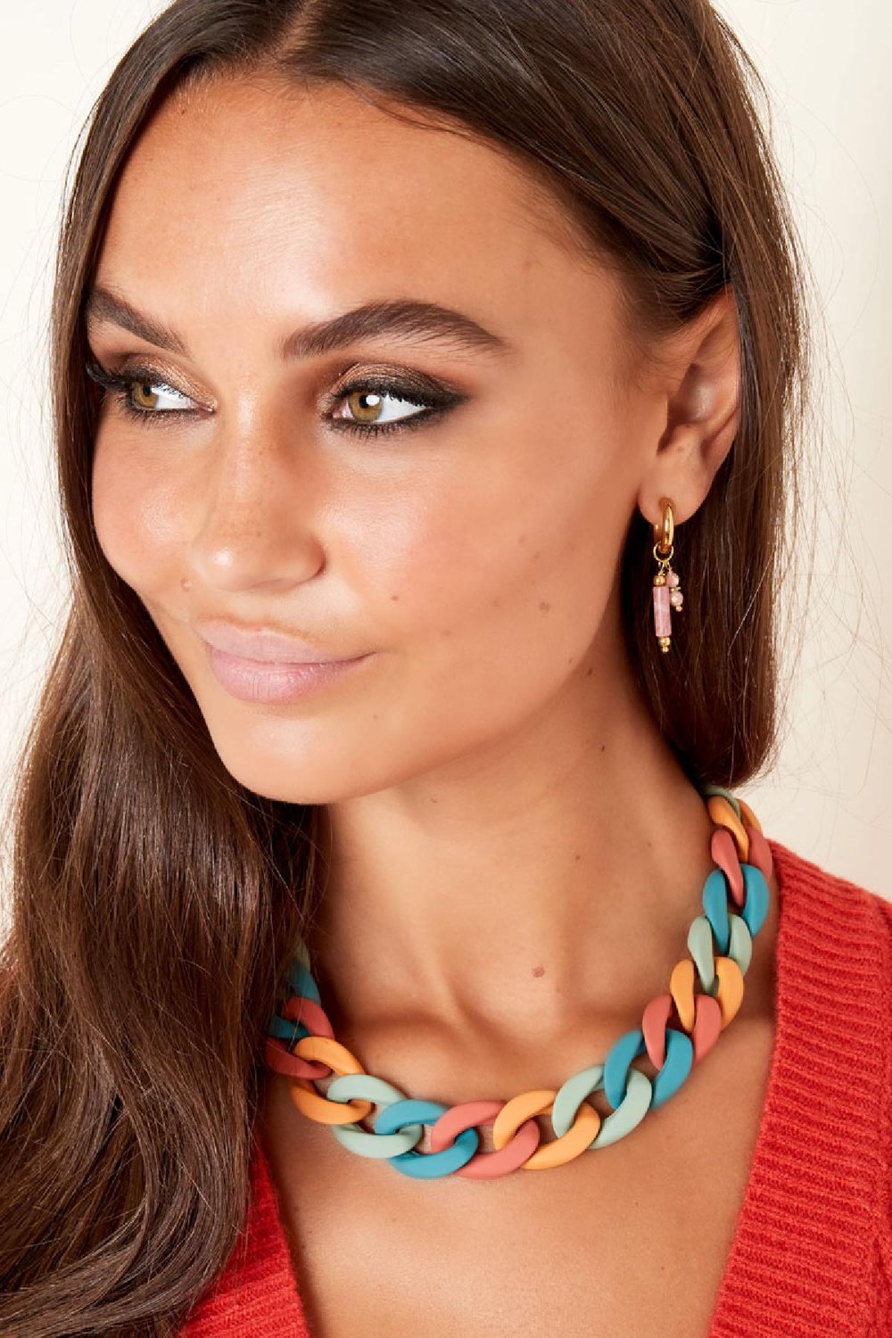 Collier acrylique lié Beige Acier inoxydable h5Image2